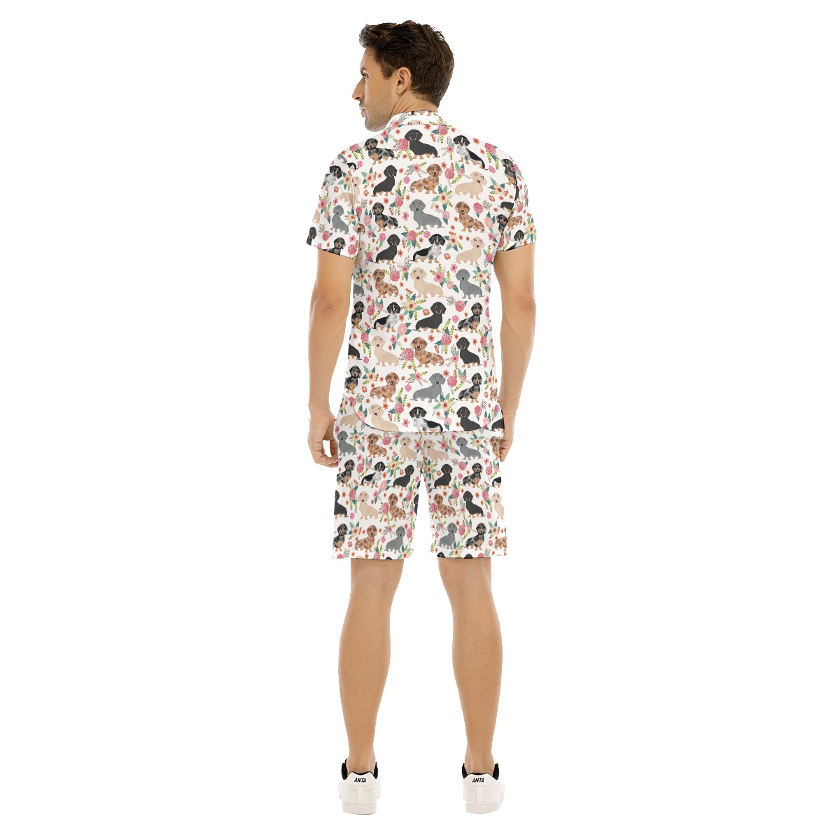 Dachshund Floral Aloha Shirt And Shorts Set