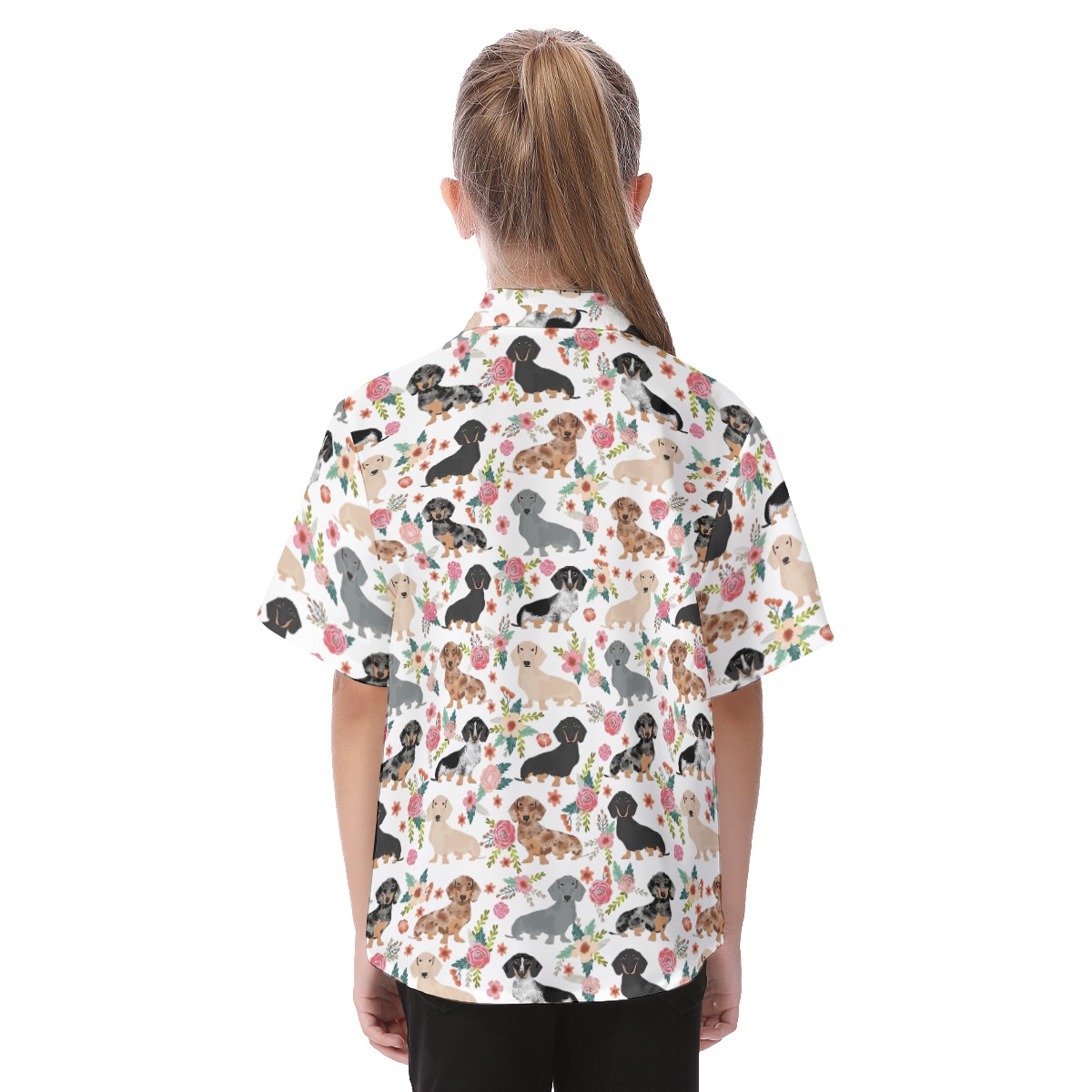 Kid's Floral Hawaiian Dachshund Shirt