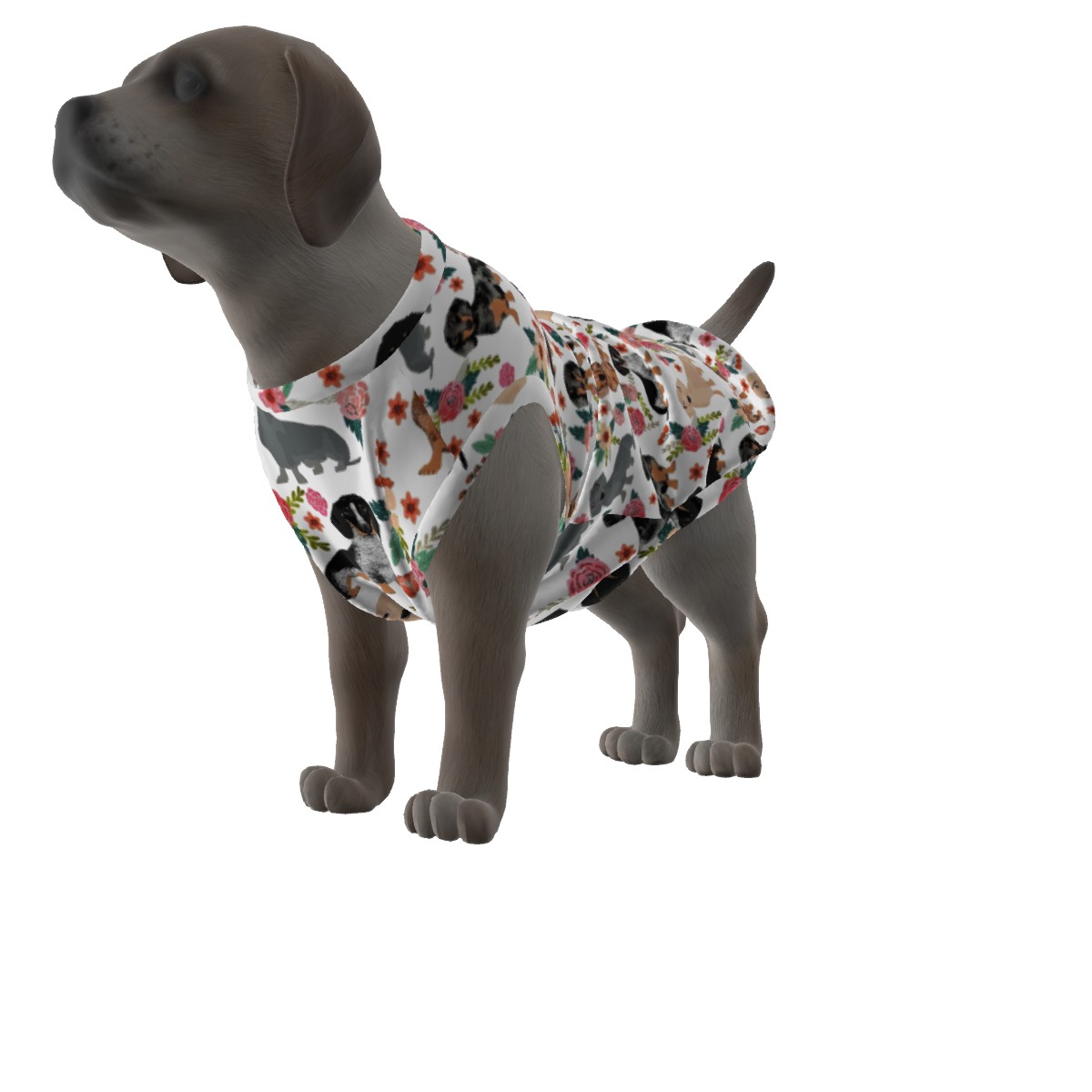 Floral Dachshund Hawaiian Shirt For Dogs