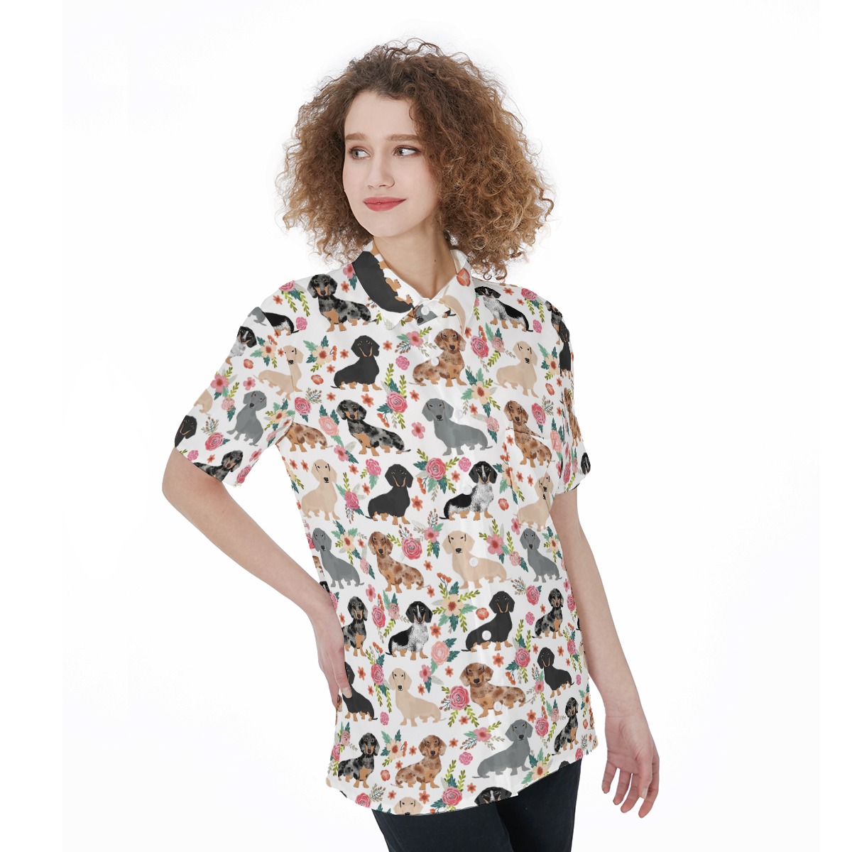 Dachshund Floral Women's Hawaiian Shirt