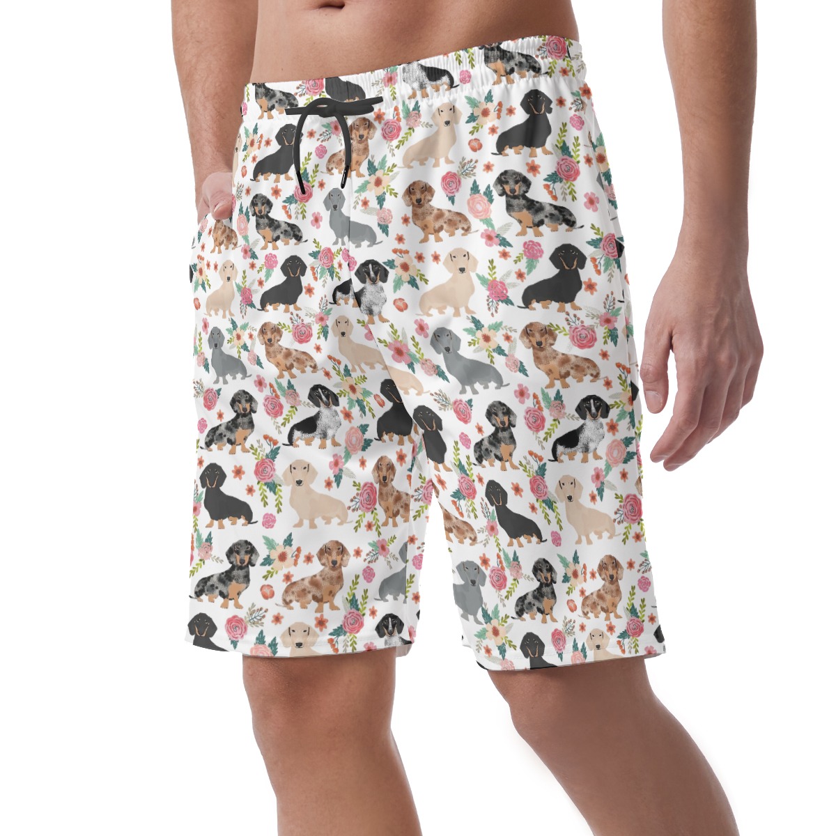 Dachshund Floral Aloha Swim Trunks
