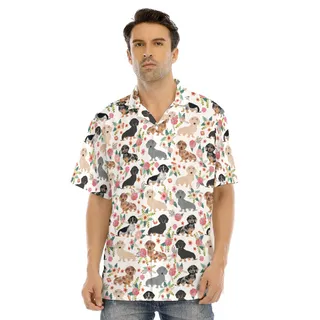Floral Dachshund Hawaiian Shirt