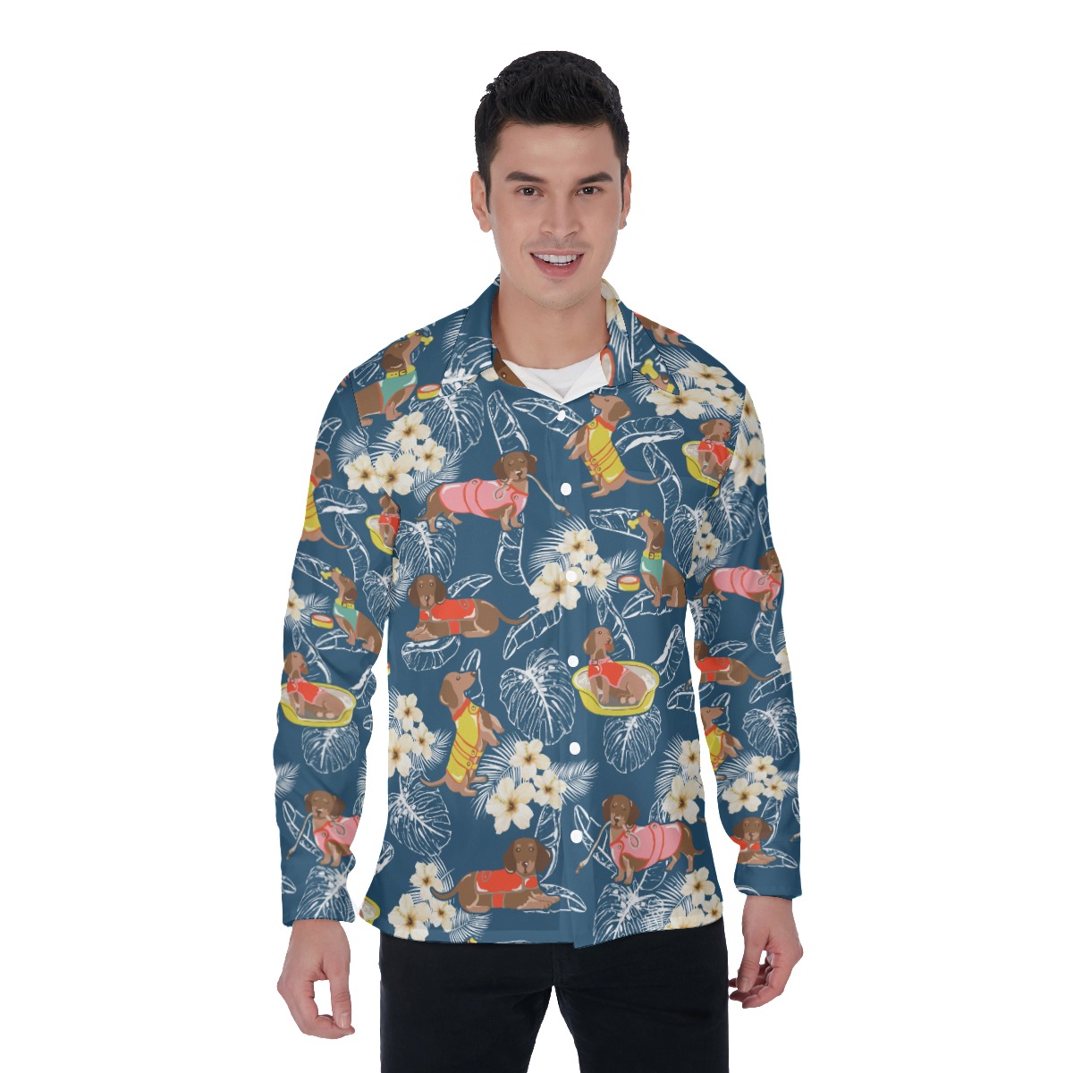 Dachshund Long Sleeve Hawaiian Shirt - variant image 1