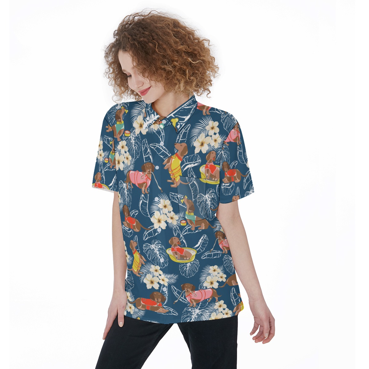 Floral Dachshund Aloha Shirt For Women - variant image 1