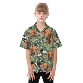 Dachshund Aloha Shirt For Kids