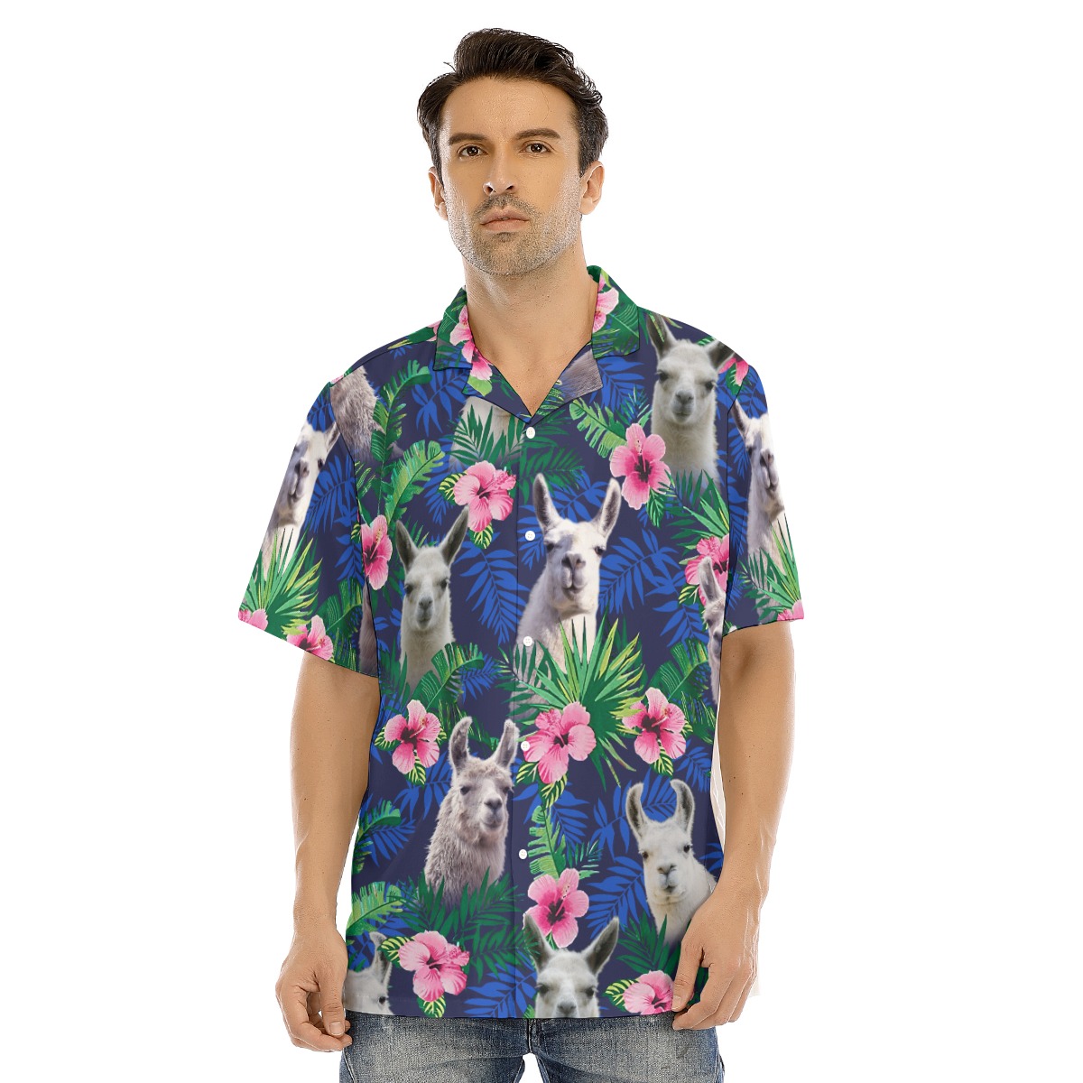 Llama Floral Hawaiian Shirt For Men - variant image 1