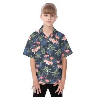 Floral Flamingo Hawaiian Shirt For Kids