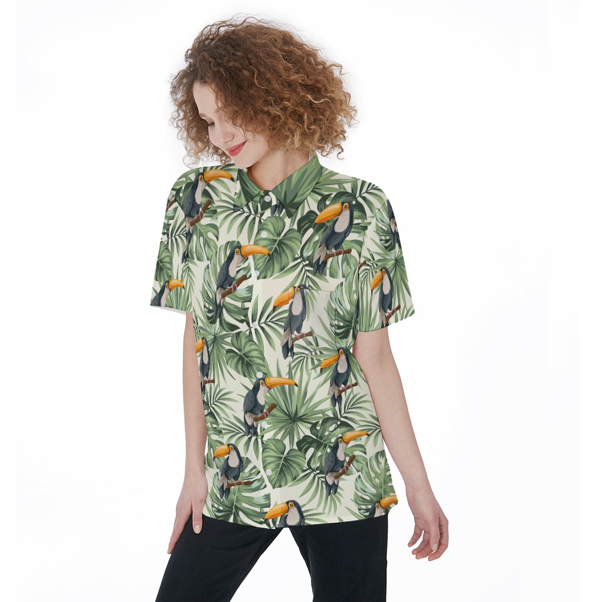 Tropical Toucan Short Sleeve Hawaiian Shirt For Women - variant image 1