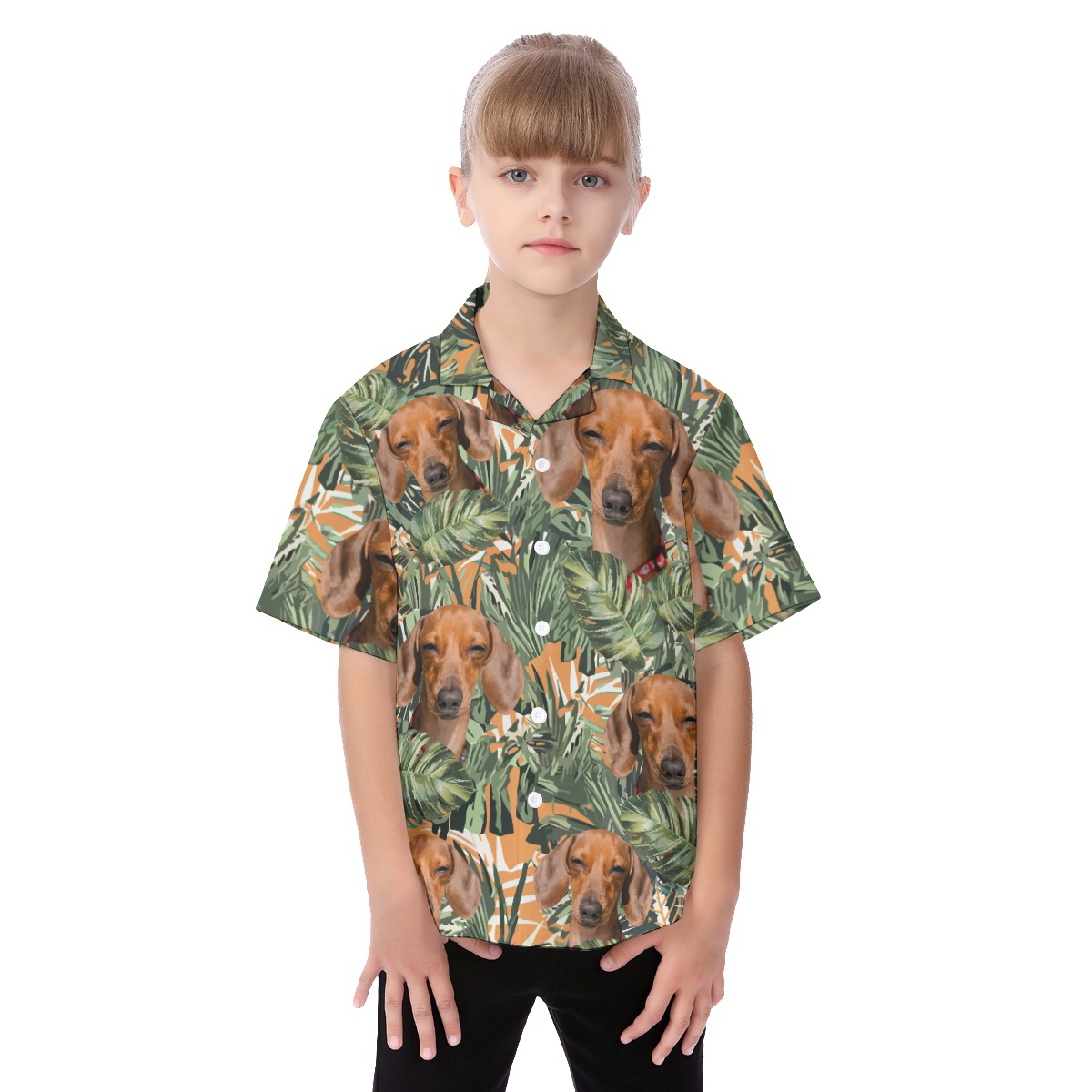 Dachshund Tropical Kid's Hawaiian Shirt - variant image 1