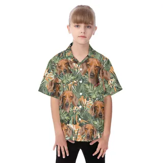 Dachshund Tropical Kid's Hawaiian Shirt