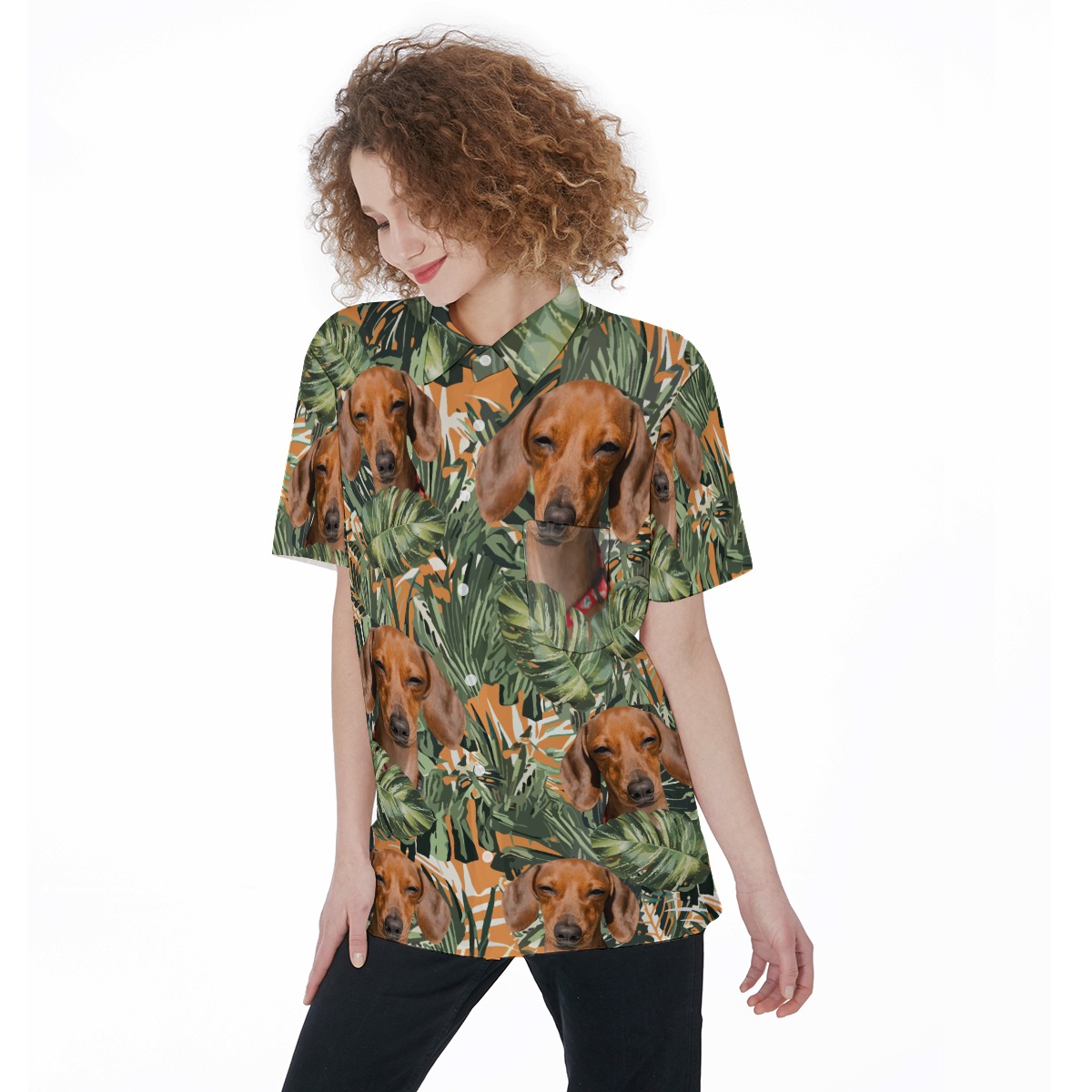 Tropical Dachshund Hawaii Shirt For Women - variant image 1