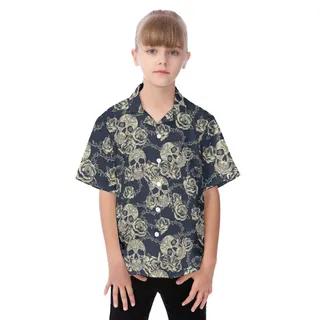 Skull Black Kid's Hawaiian Shirt