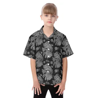 Skull Floral Hawaiian Shirt For Kids | Day Of The Dead Hawaiian Shirt