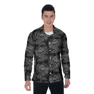 Skull Long Sleeve Hawaiian Shirt For Men