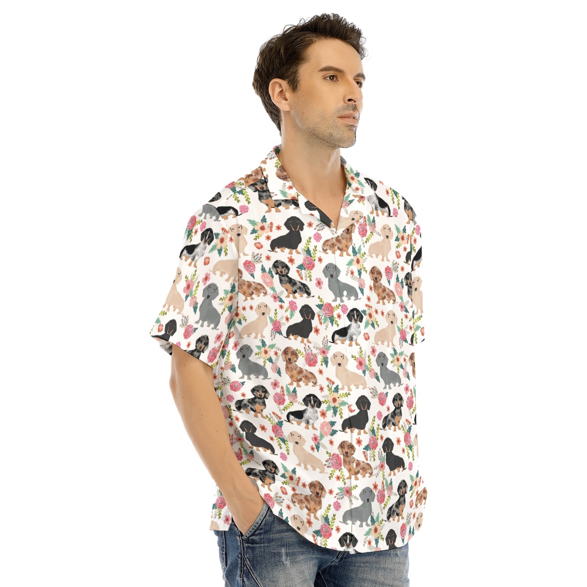 Floral Dachshund Hawaiian Shirt