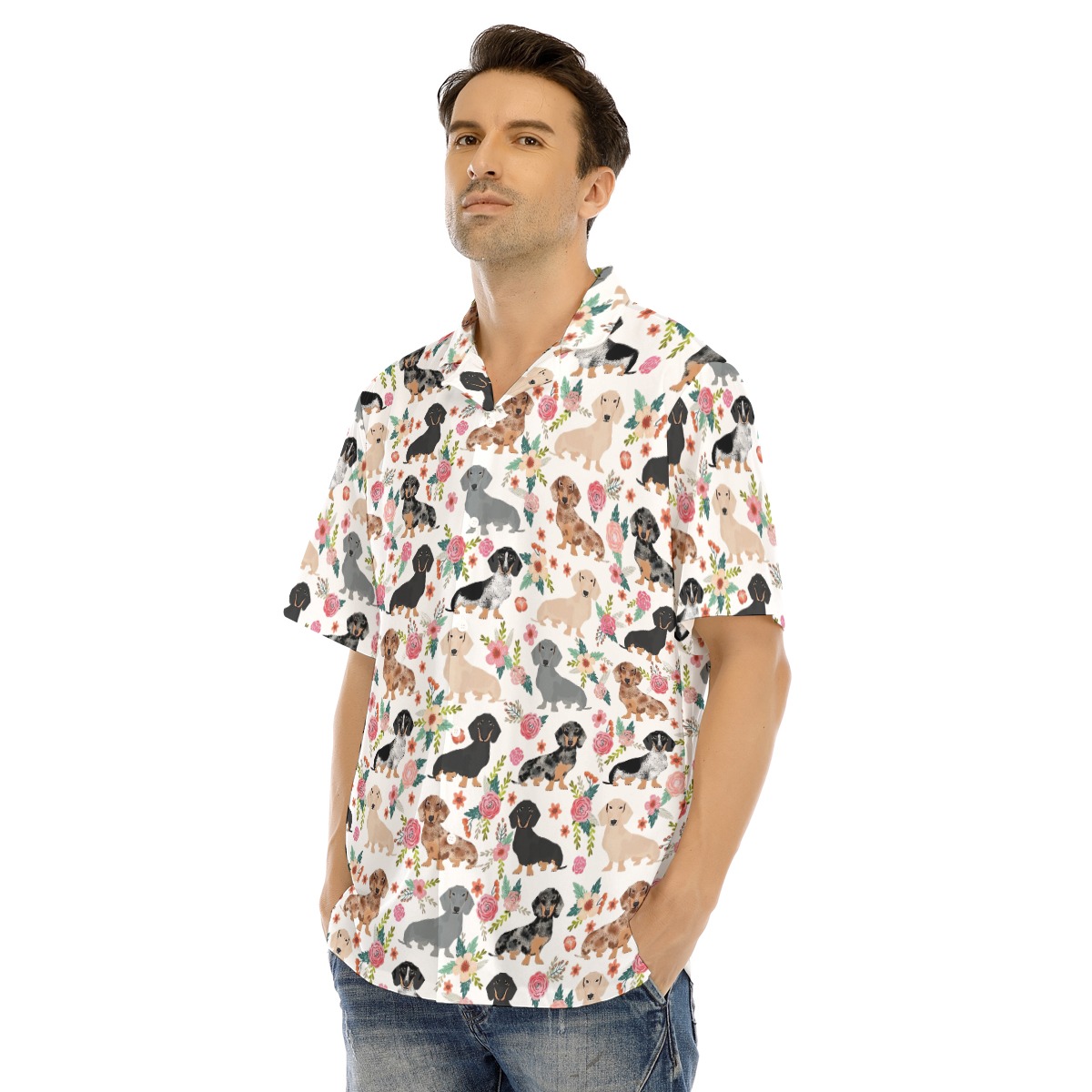 Floral Dachshund Hawaiian Shirt