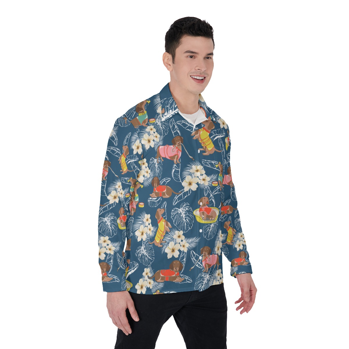 Dachshund Long Sleeve Hawaiian Shirt