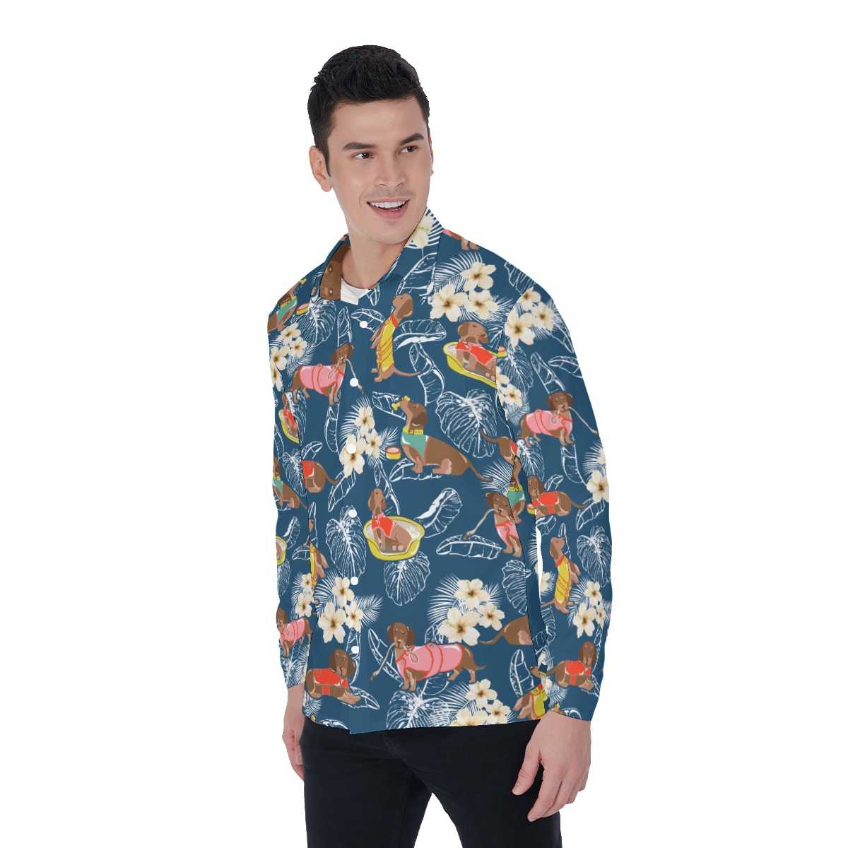 Dachshund Long Sleeve Hawaiian Shirt