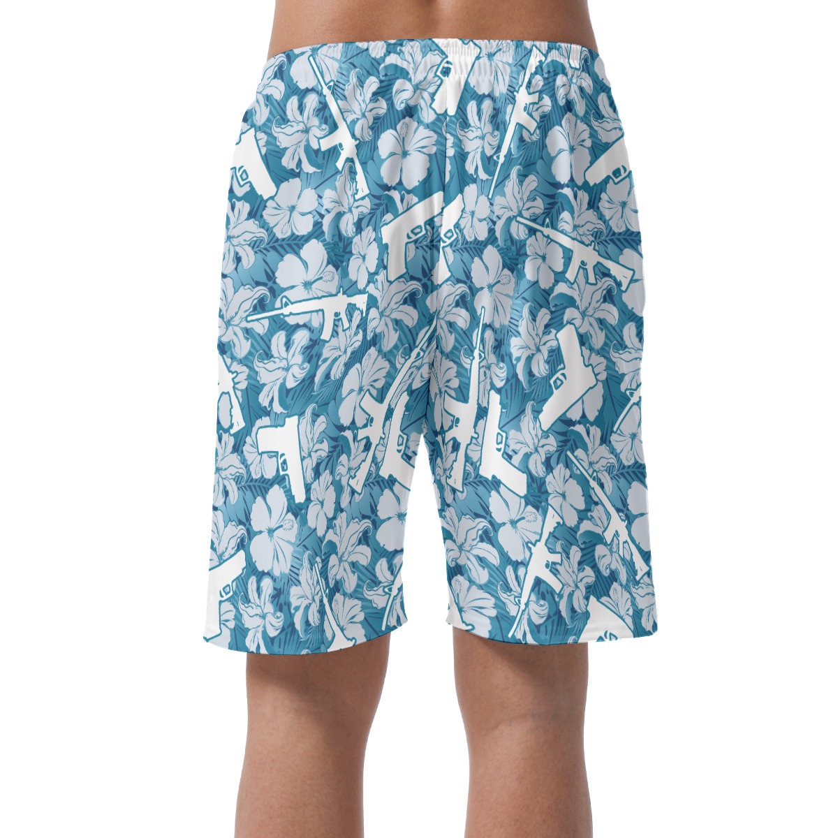 Blue Gun Hawaiian Shorts For Men | Men's Swim Trunks