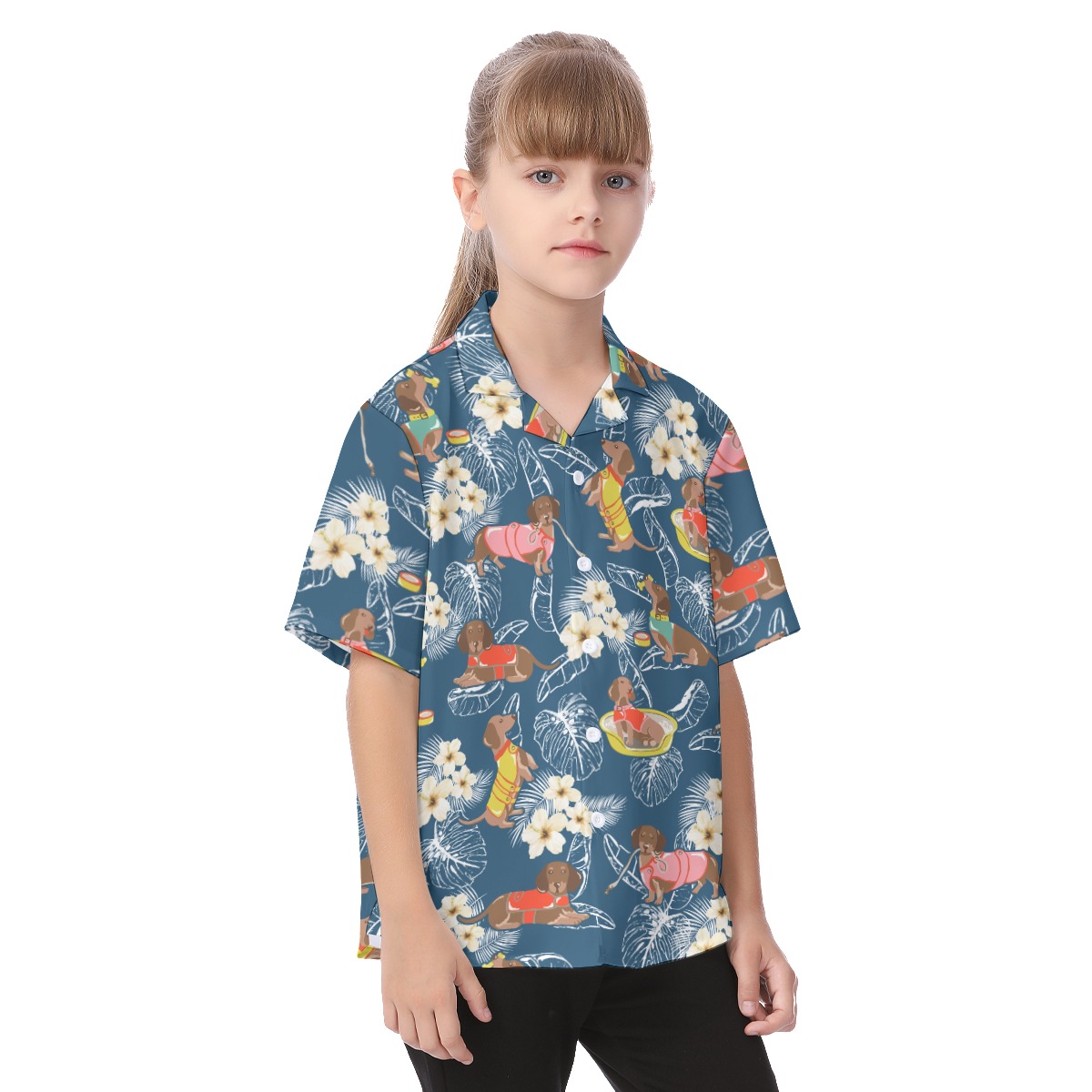 Cute Dachshund Aloha Shirt For Kids