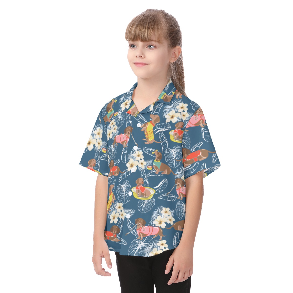 Cute Dachshund Aloha Shirt For Kids