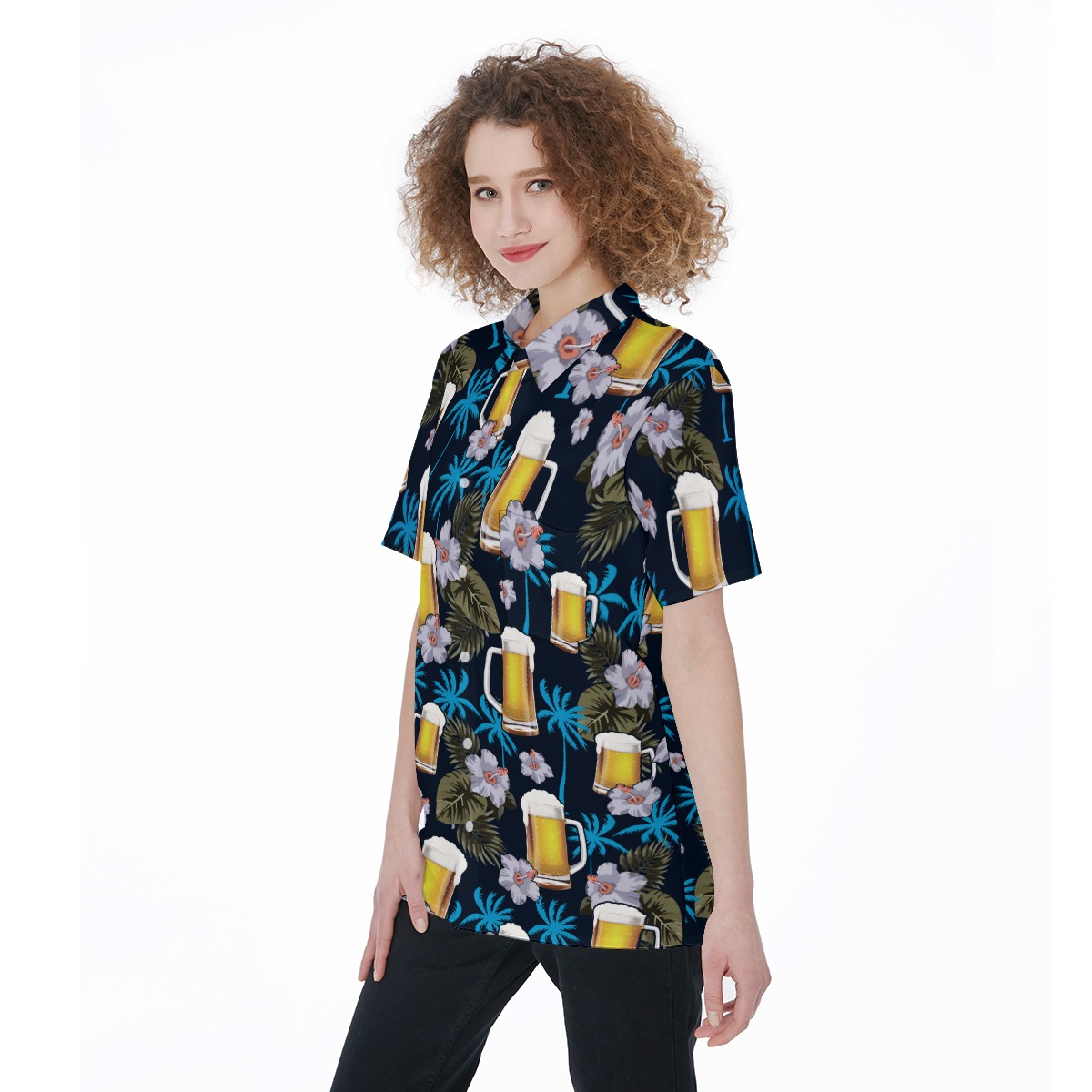 Drinking Party Aloha Shirt For Women | Beer Floral Hawaiian Shirt