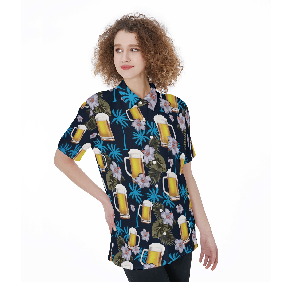 Drinking Party Aloha Shirt For Women | Beer Floral Hawaiian Shirt