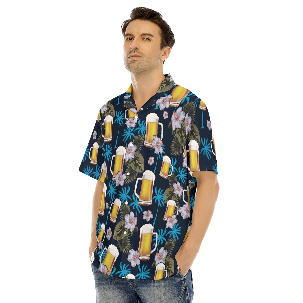 Beer Hawaiian Shirt For Men | Drinking Party Floral Tropical Shirt
