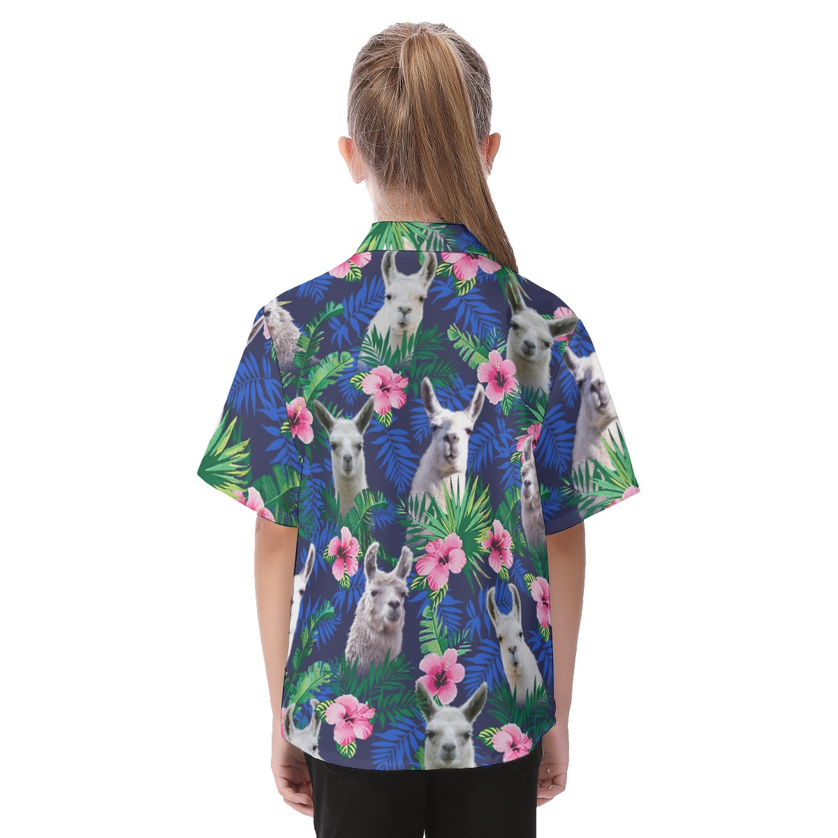 Floral Llama Aloha Shirt For Kids