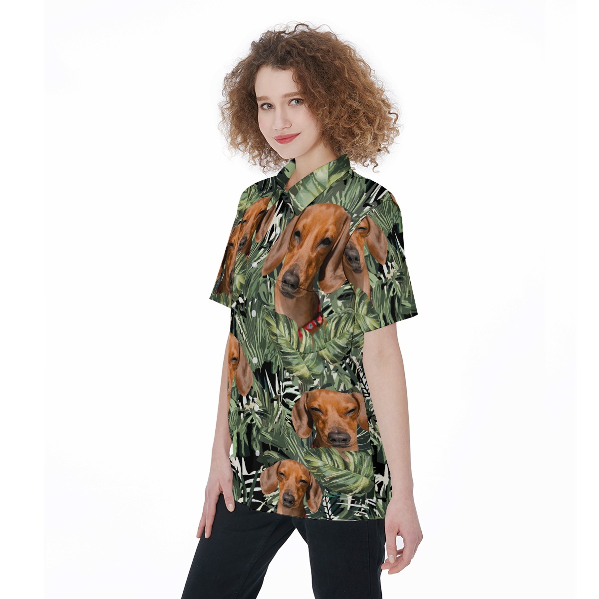 Dachshund Tropical Women's Hawaiian Shirt