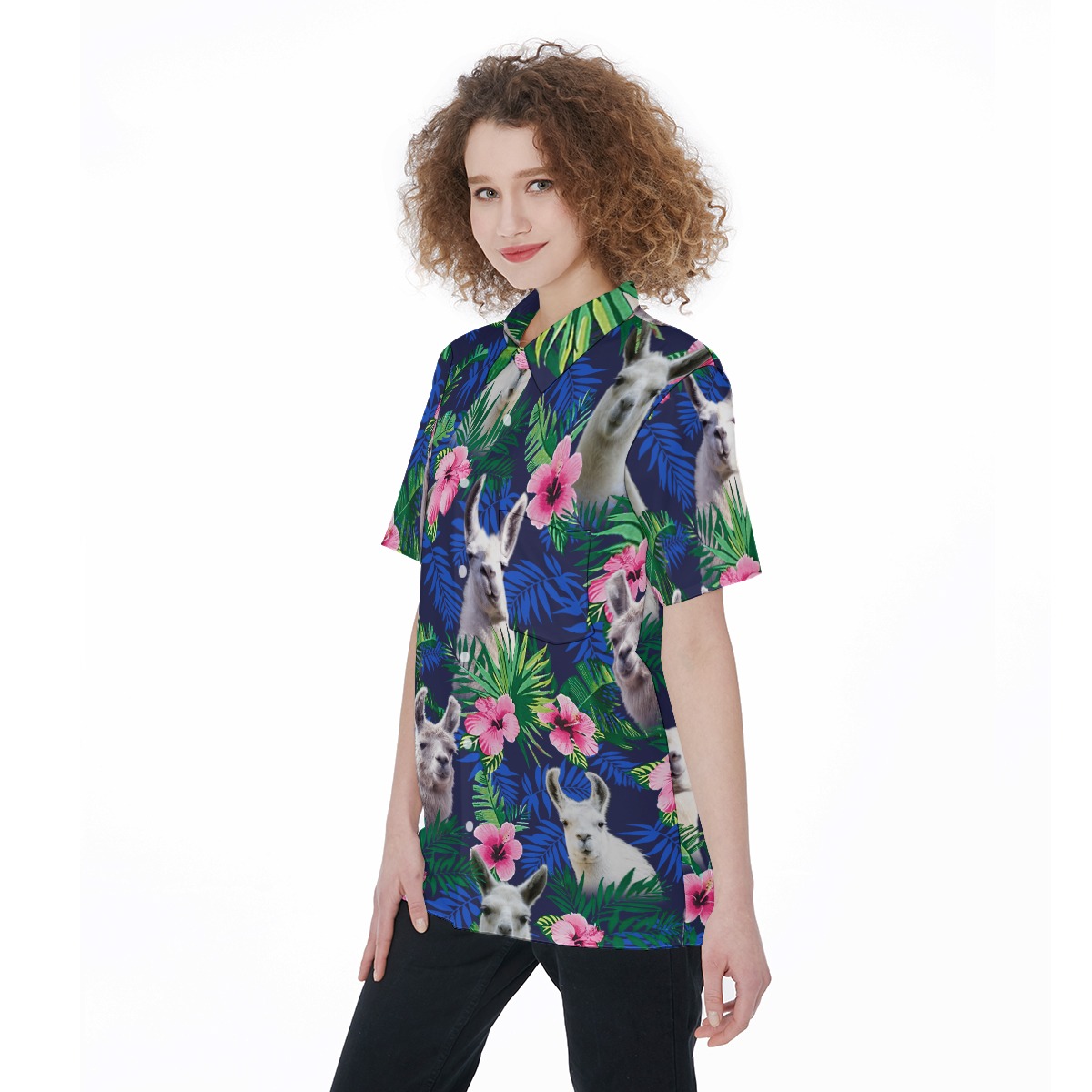 Tropical Llama Hawaiian Shirt | Floral Women's Hawaiian Shirt