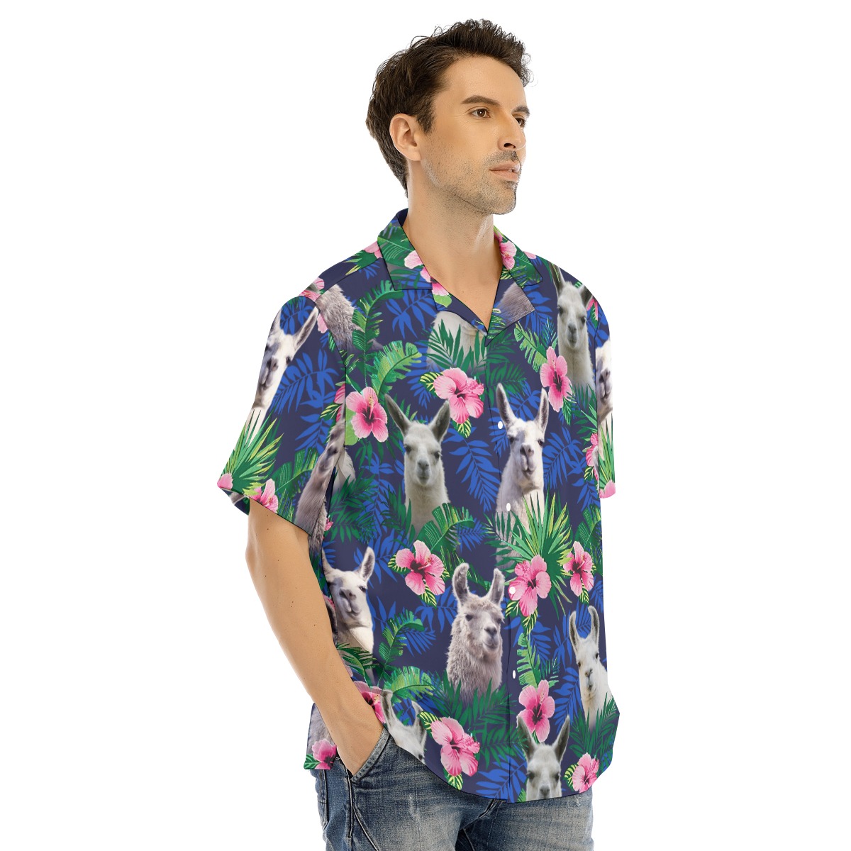 Llama Floral Hawaiian Shirt For Men