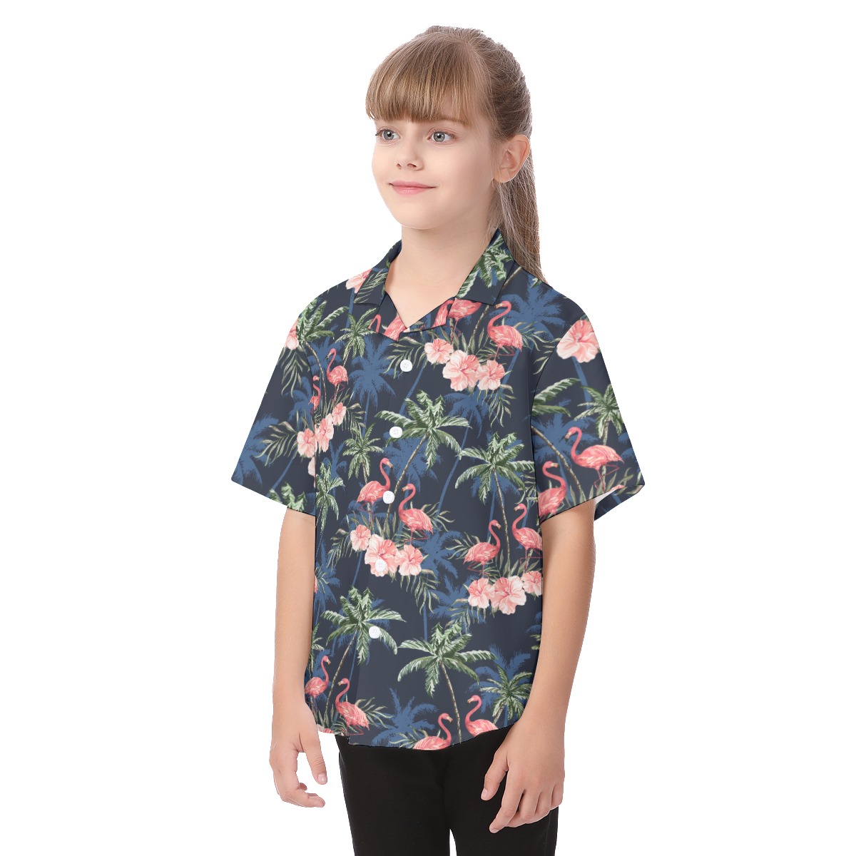 Floral Flamingo Hawaiian Shirt For Kids