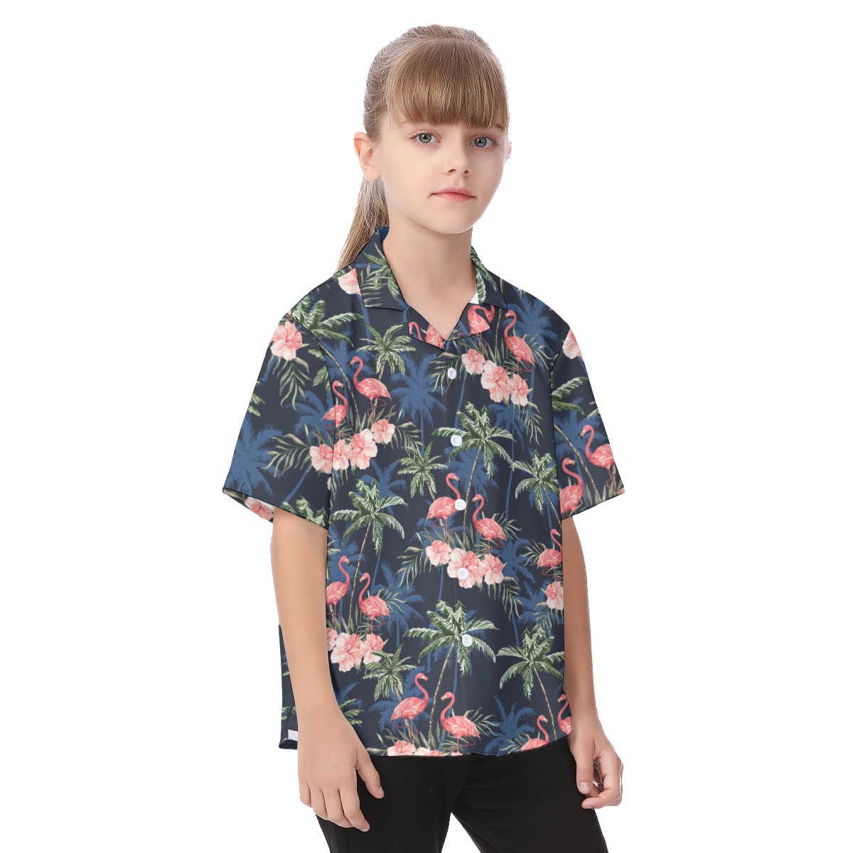 Floral Flamingo Hawaiian Shirt For Kids