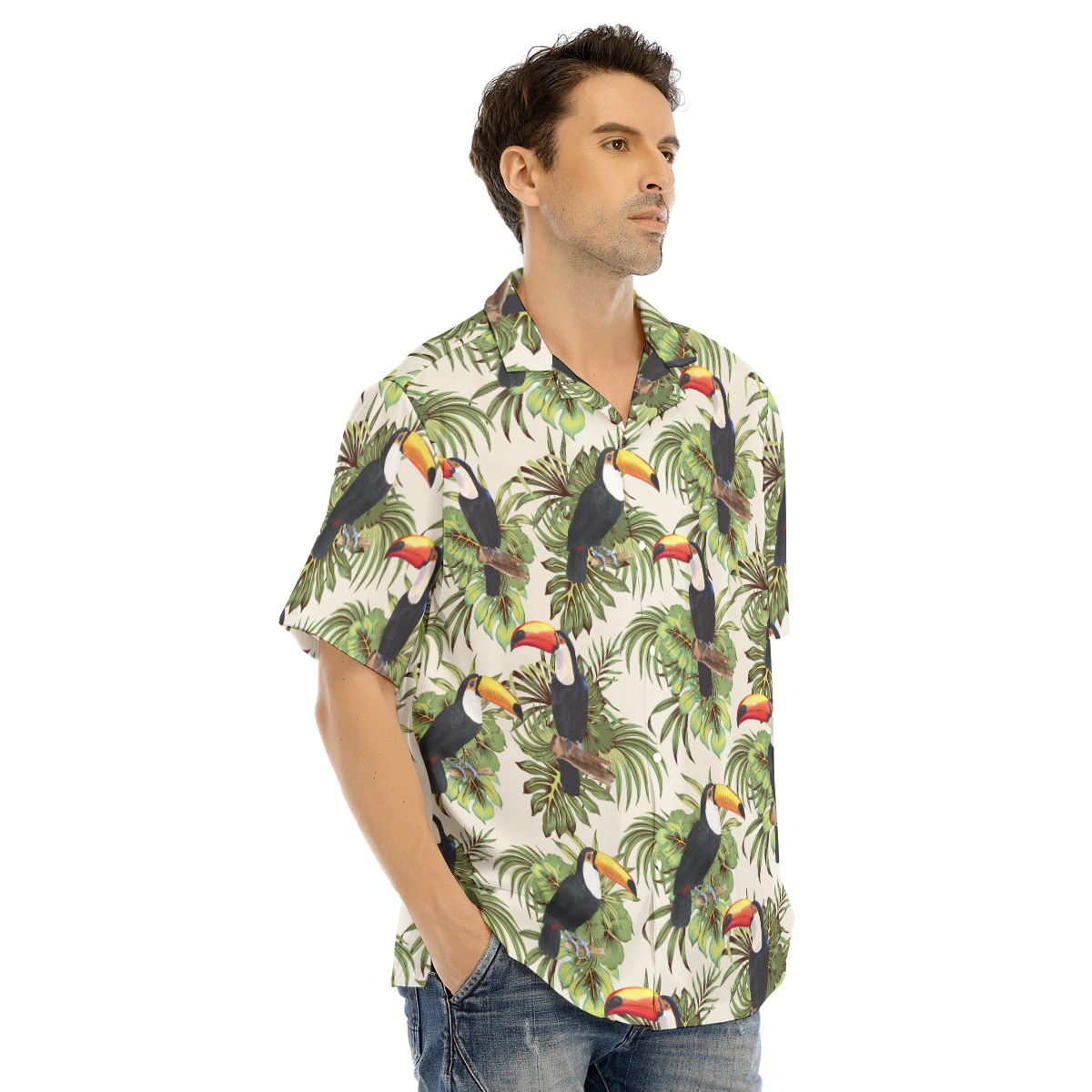 Men's Toucan Print Hawaiian Shirt | Tropical Toucan Aloha Shirt