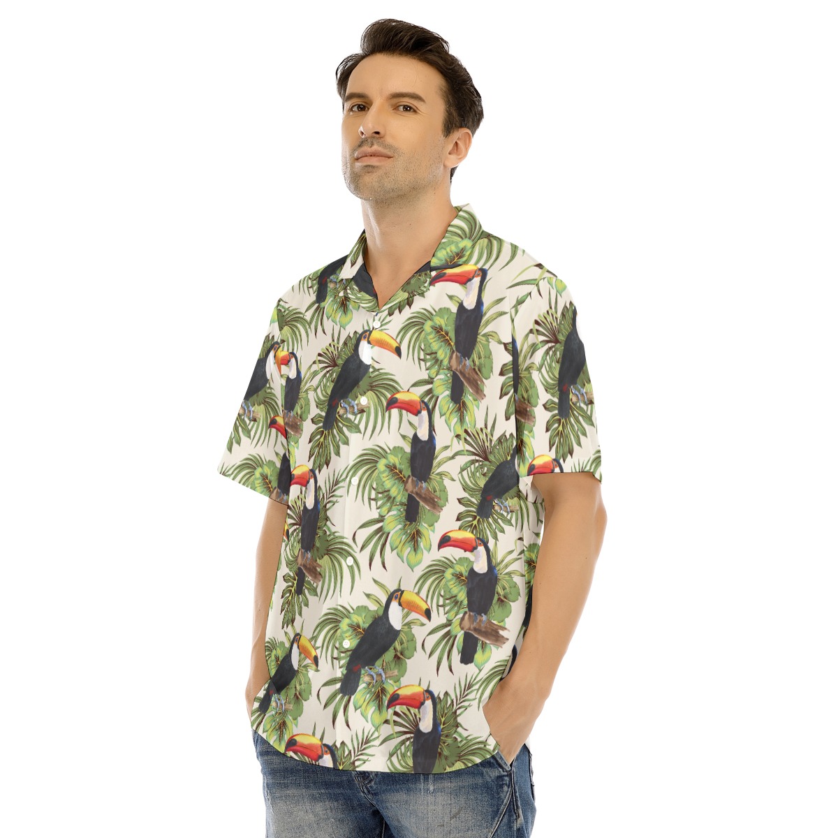 Men's Toucan Print Hawaiian Shirt | Tropical Toucan Aloha Shirt