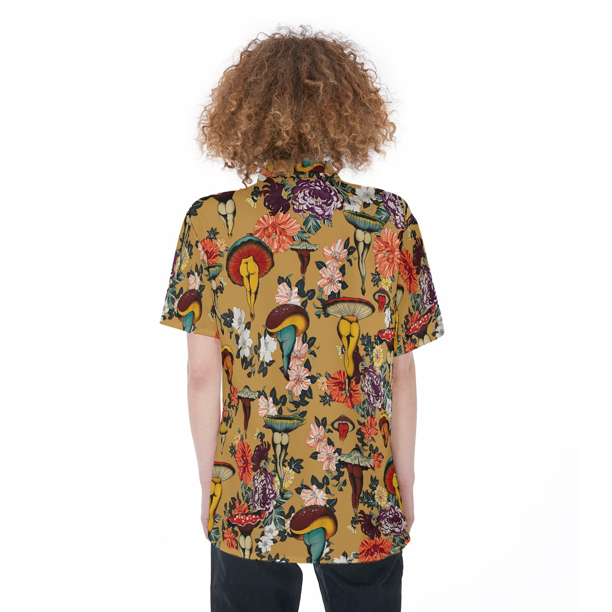 Funny Mushroom Floral Hawaiian Shirt For Women