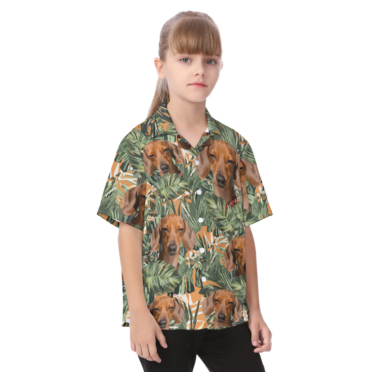 Dachshund Tropical Kid's Hawaiian Shirt