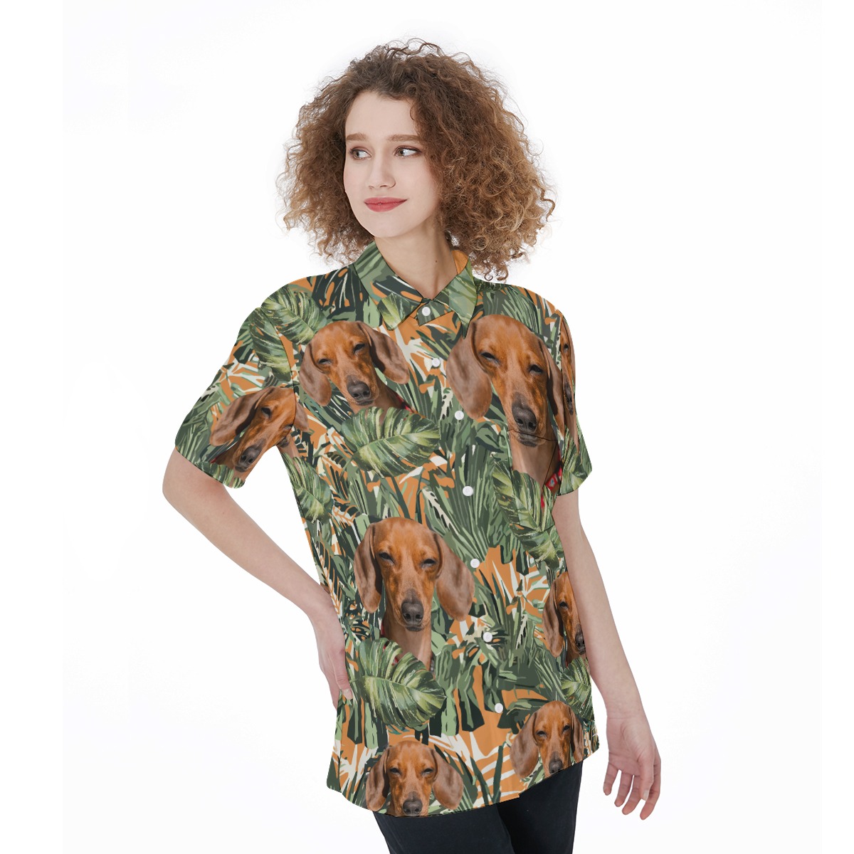 Tropical Dachshund Hawaii Shirt For Women
