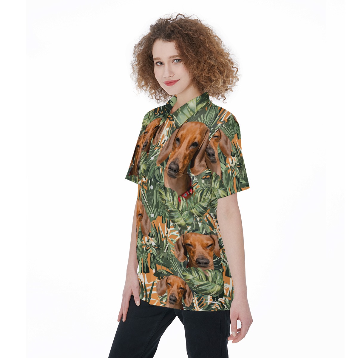 Tropical Dachshund Hawaii Shirt For Women