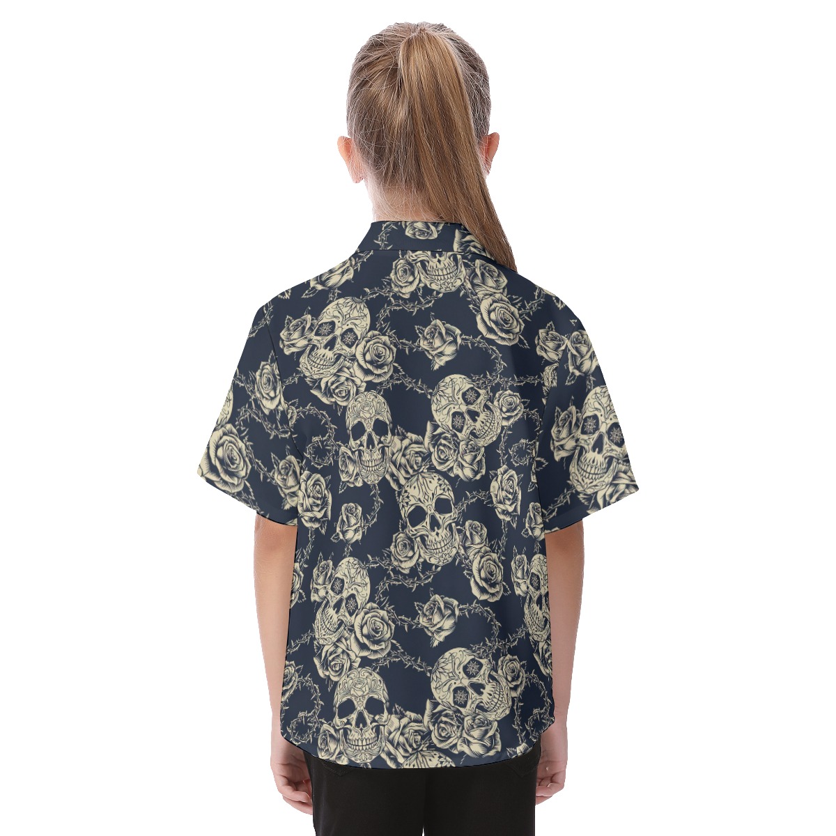 Skull Black Kid's Hawaiian Shirt
