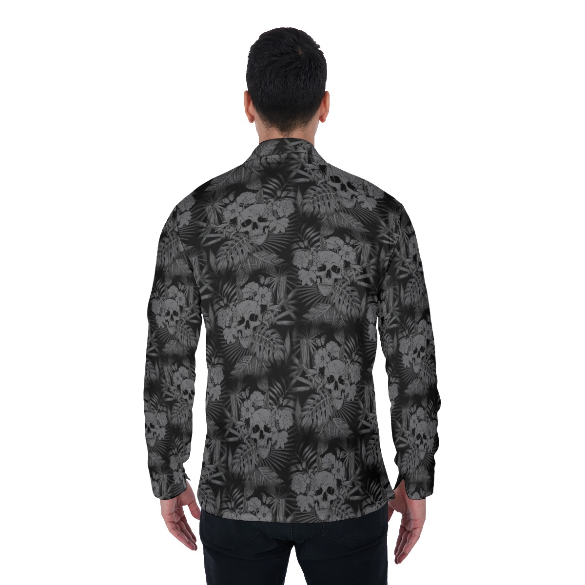 Skull Long Sleeve Hawaiian Shirt For Men