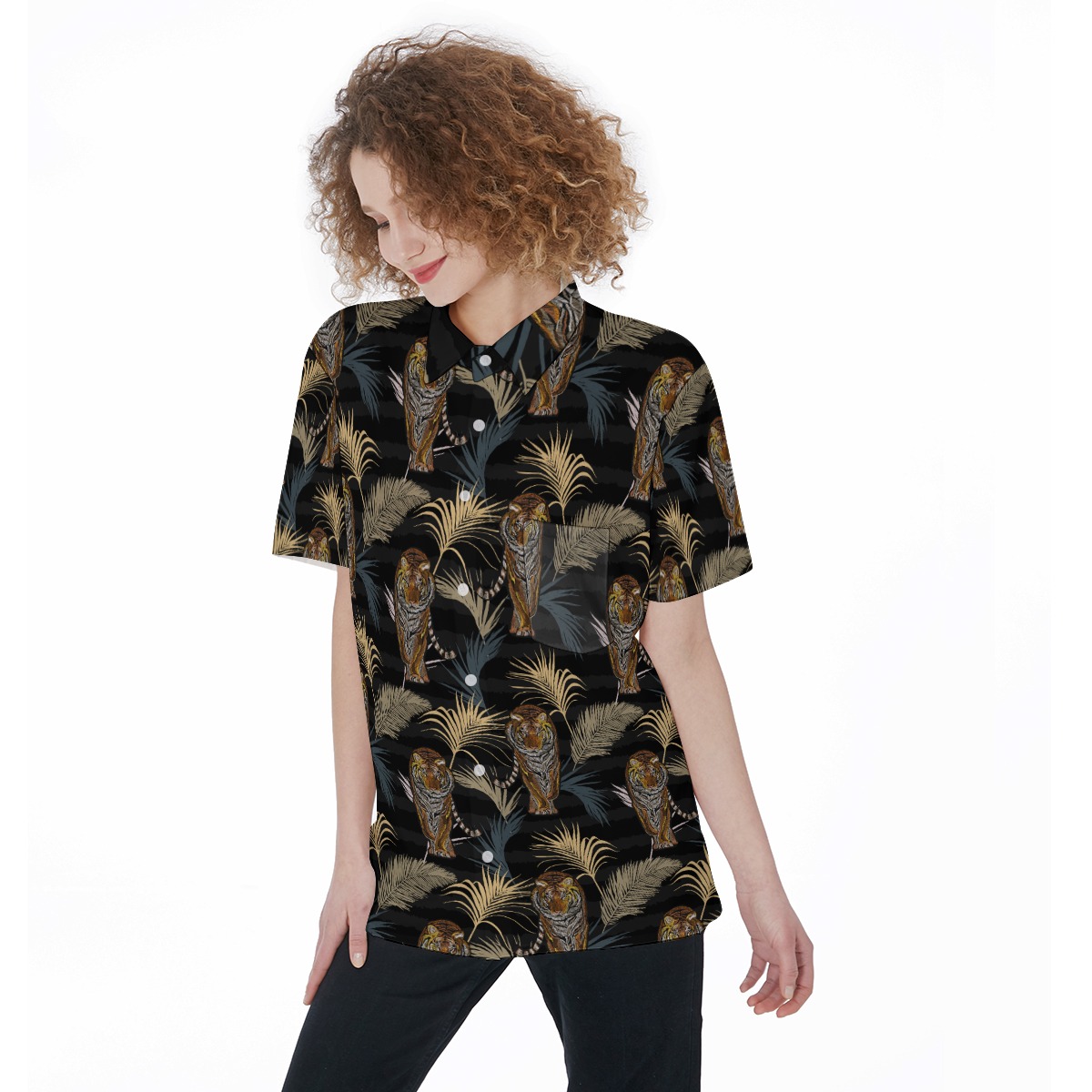 Tropical Tiger Shirt For Women | Matching Hawaiian Outfit For Summer - variant image 1