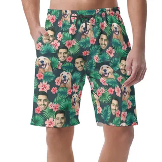 Custom Face Hawaiian Swim Trucks | Tropical Hawaiian Men Shorts With Custom Face