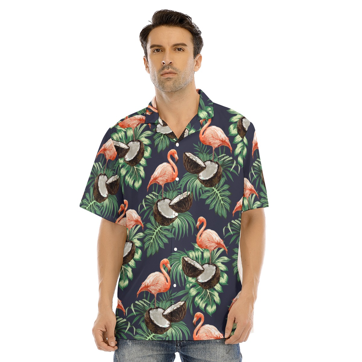  Pink Flamingo Coconut Hawaiian Shirt For Men   - variant image 1