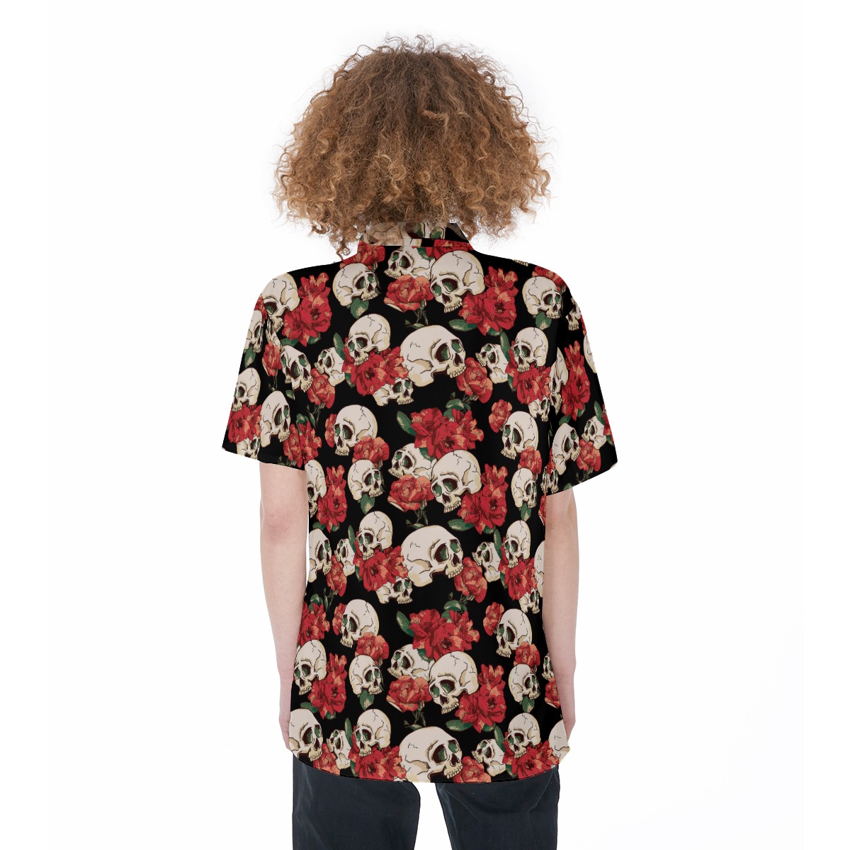 Goth Women's Hawaiian Shirt | Unique Skull Floral Aloha Shirt
