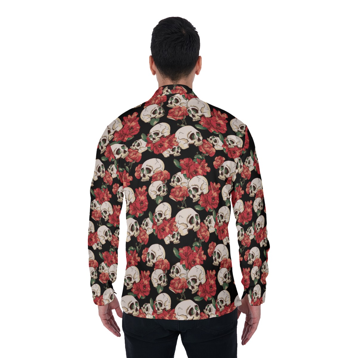 Cool Goth Floral Long Sleeve Hawaiian Shirt
