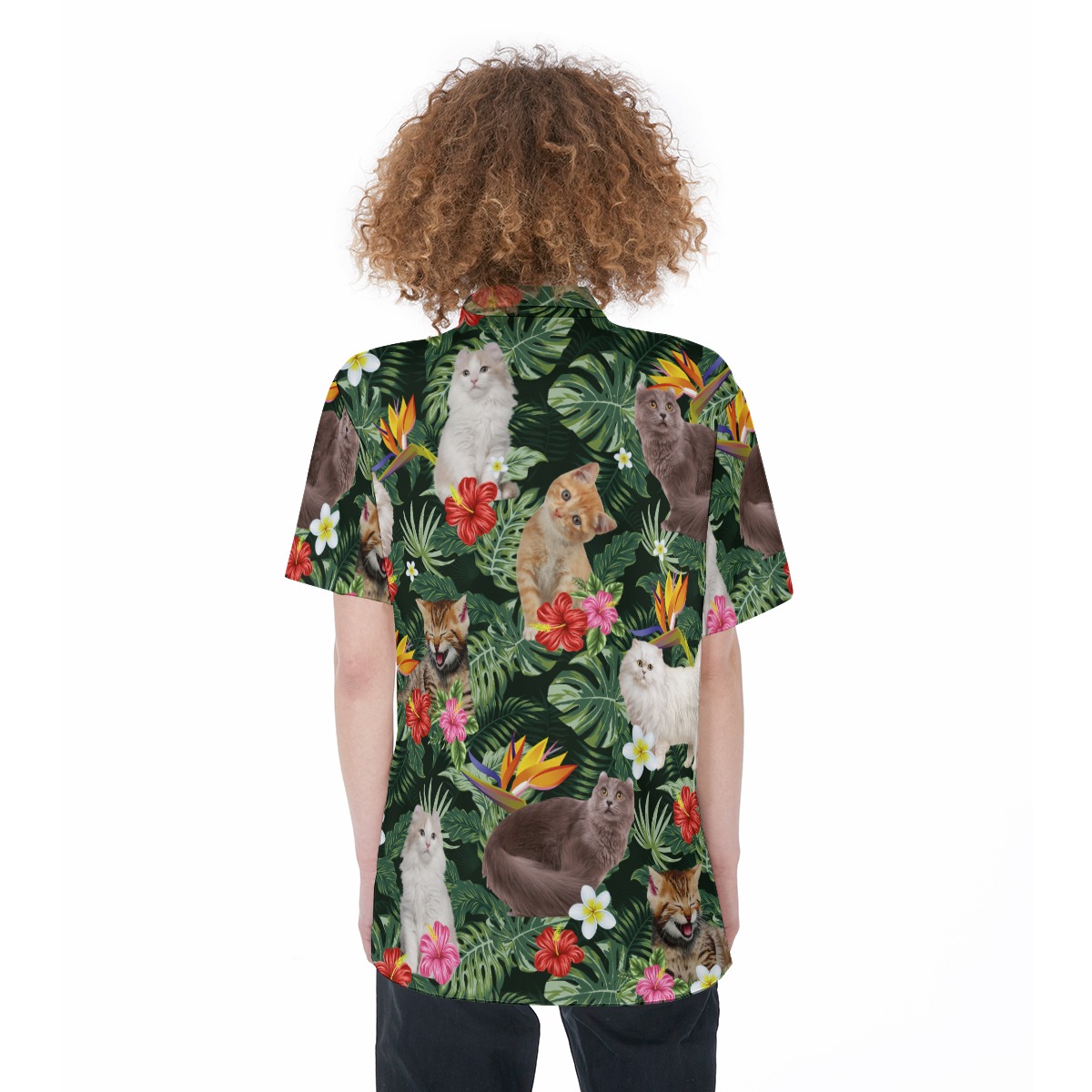Hawaiian Cat Button Up Shirt | Cat Tropical Shirt
