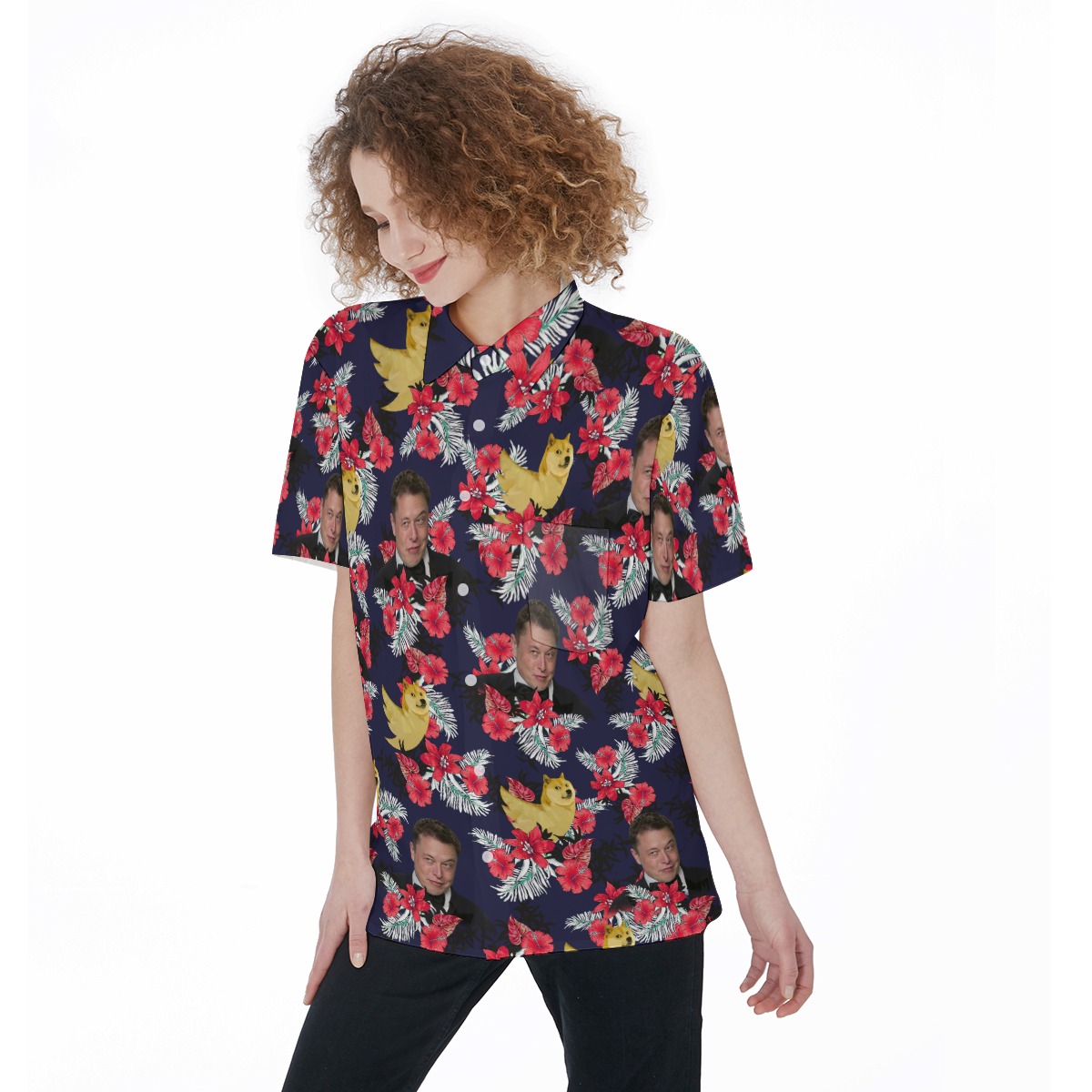 Hot Doggie Twitter Elon Musk Tropical Shirt With Button Up