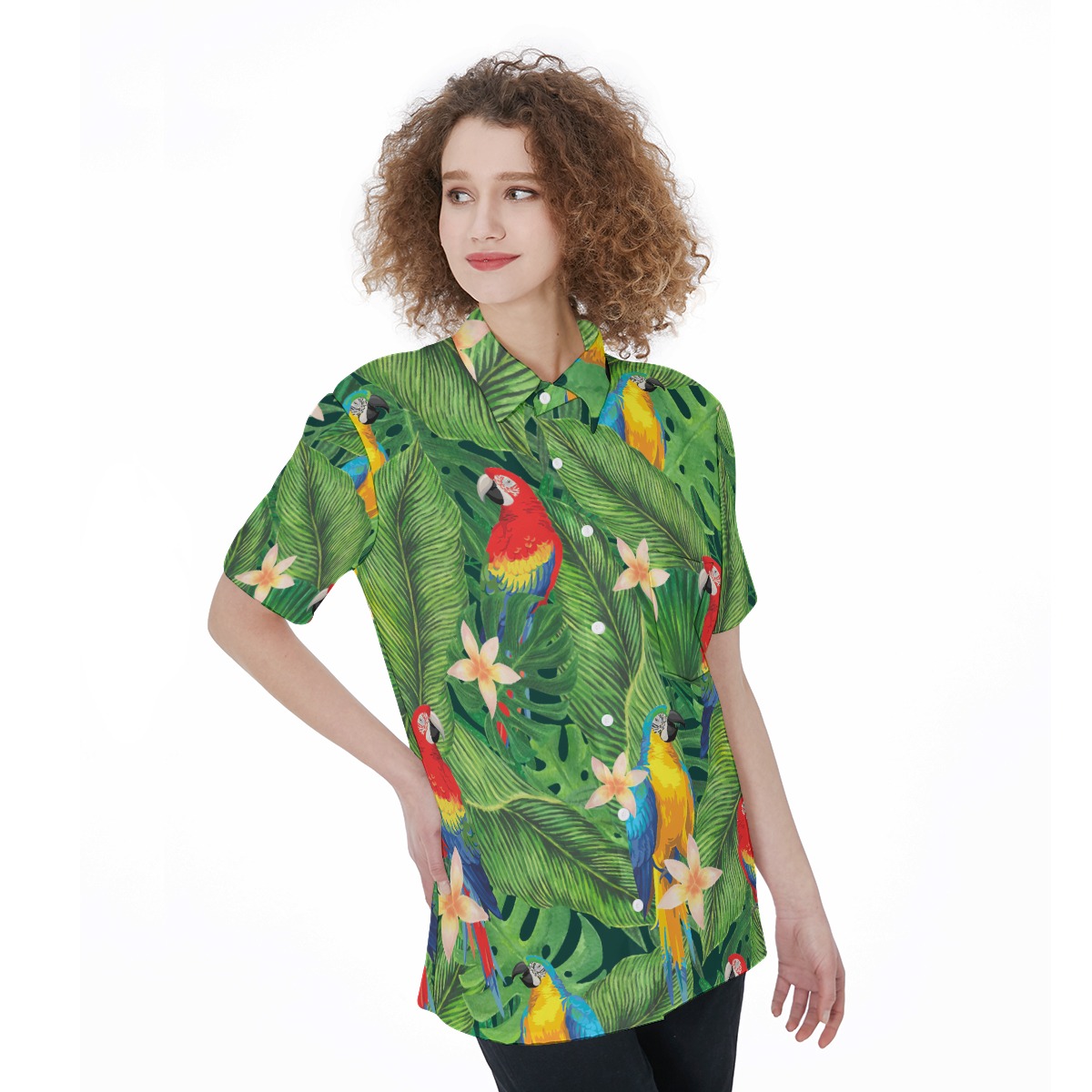 Women's Parrot Tropical Hawaiian Shirt
